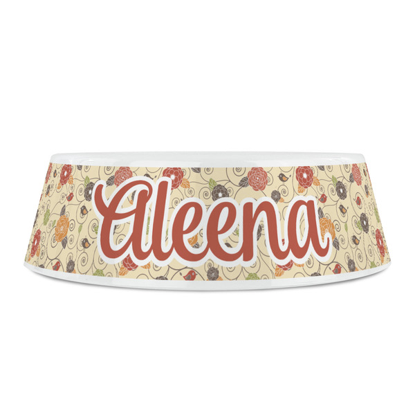 Fall Flowers Plastic Pet Bowls - Small - FRONT