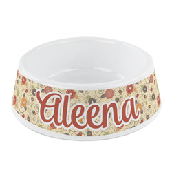 Fall Flowers Plastic Dog Bowl - Small (Personalized)