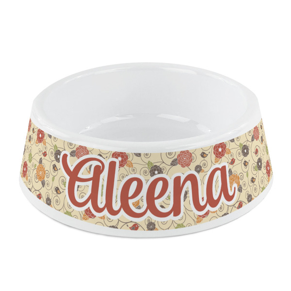 Custom Fall Flowers Plastic Dog Bowl - Small (Personalized)