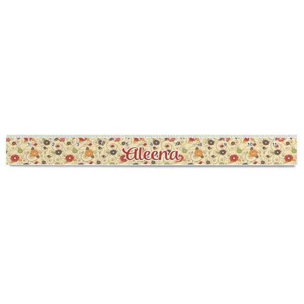 Fall Flowers Plastic Ruler - 12" - FRONT
