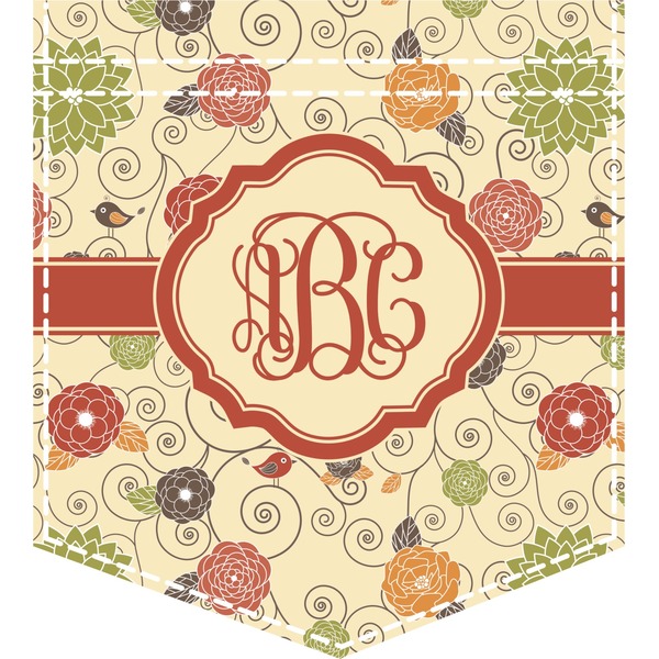 Custom Fall Flowers Iron On Faux Pocket (Personalized)