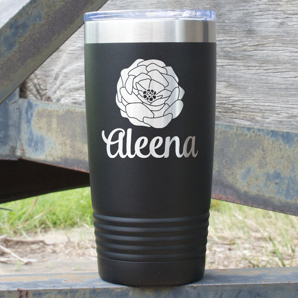 Custom Fall Flowers 20 oz Stainless Steel Tumbler (Personalized)
