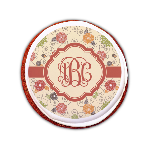 Fall Flowers Printed Icing Circle - Small - On Cookie