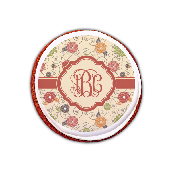 Fall Flowers Printed Icing Circle - XSmall - On Cookie