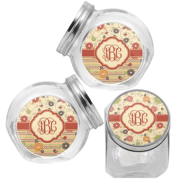 Fall Flowers Puppy Treat Jar - Top Left Right