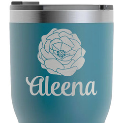 Fall Flowers RTIC Tumbler - Dark Teal - Laser Engraved - Single-Sided (Personalized)