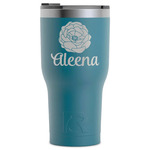 Fall Flowers RTIC Tumbler - Dark Teal - Laser Engraved - Single-Sided (Personalized)