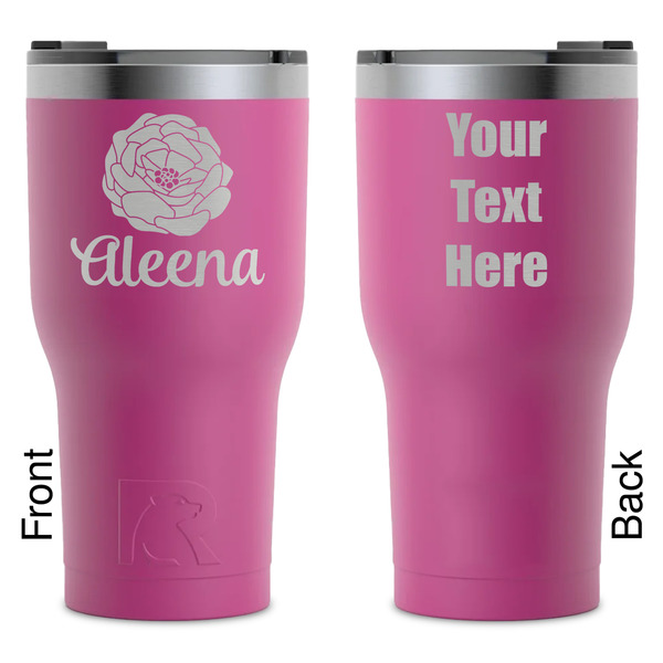 Custom Fall Flowers RTIC Tumbler - Magenta - Laser Engraved - Double-Sided (Personalized)