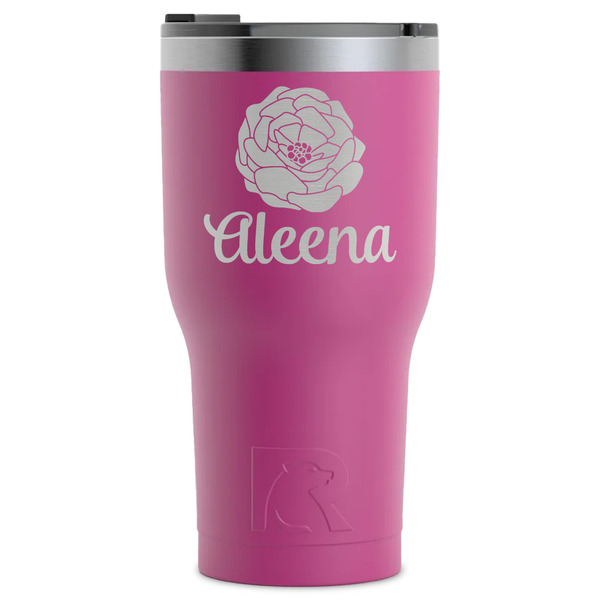 Custom Fall Flowers RTIC Tumbler - Magenta - Laser Engraved - Single-Sided (Personalized)