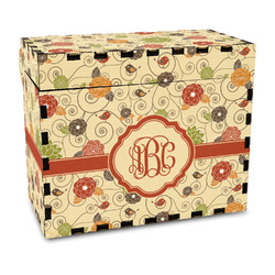 Fall Flowers Wood Recipe Box - Full Color Print (Personalized)