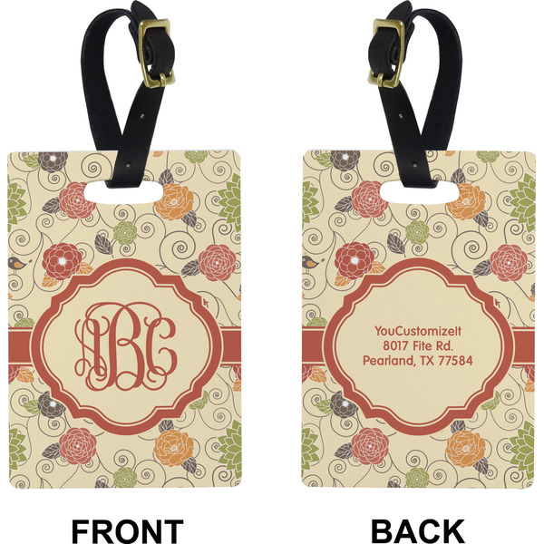Fall Flowers Rectangle Luggage Tag (Front + Back)
