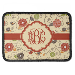 Fall Flowers Iron On Rectangle Patch w/ Monogram