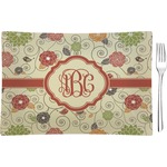 Fall Flowers Rectangular Glass Appetizer / Dessert Plate - Single or Set (Personalized)