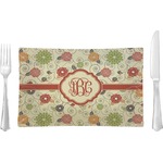 Fall Flowers Rectangular Glass Lunch / Dinner Plate - Single or Set (Personalized)