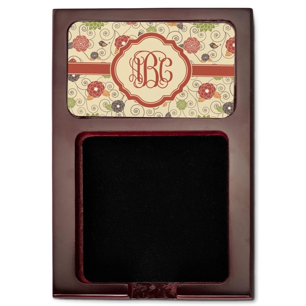 Fall Flowers Red Mahogany Sticky Note Holder - Flat