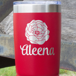 Fall Flowers 20 oz Stainless Steel Tumbler - Red - Double Sided (Personalized)