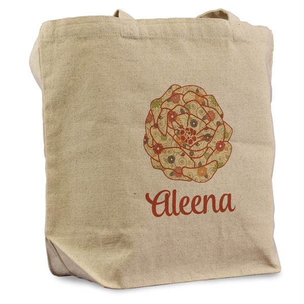 Custom Fall Flowers Reusable Cotton Grocery Bag (Personalized)