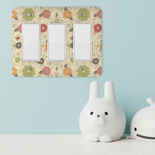 Fall Flowers Rocker Light Switch Covers - Triple - IN CONTEXT