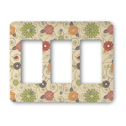 Fall Flowers Rocker Style Light Switch Cover - Three Switch