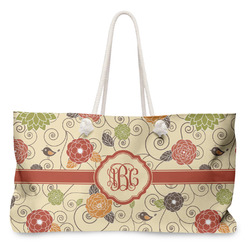 Fall Flowers Large Tote Bag with Rope Handles (Personalized)
