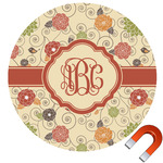 Fall Flowers Round Car Magnet - 10" (Personalized)