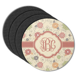 Fall Flowers Round Rubber Backed Coasters - Set of 4 (Personalized)