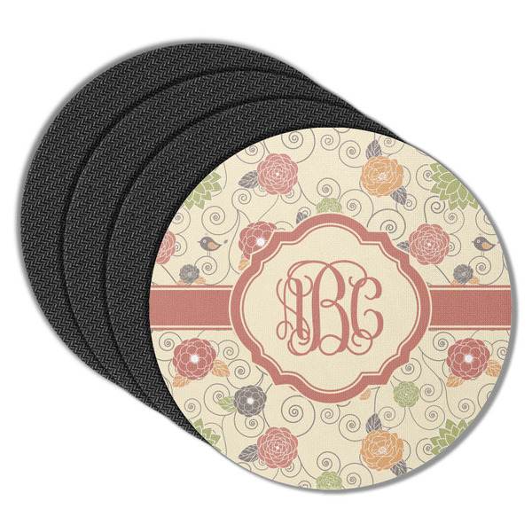 Fall Flowers Round Coaster Rubber Back - Main