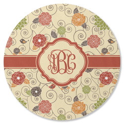 Fall Flowers Round Rubber Backed Coaster (Personalized)