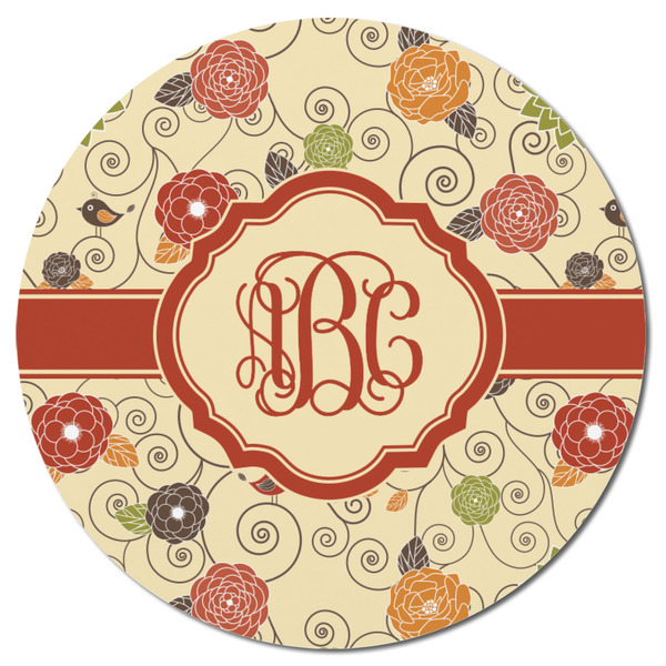Fall Flowers Round Fridge Magnet - FRONT