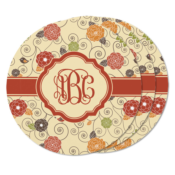 Fall Flowers Round Fridge Magnet - THREE