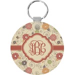 Fall Flowers Round Plastic Keychain (Personalized)
