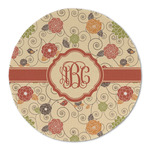 Fall Flowers Round Linen Placemat (Personalized)