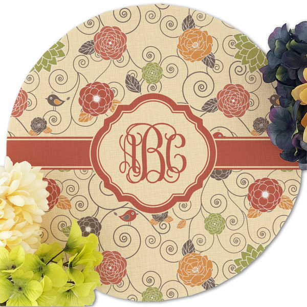 Fall Flowers Round Linen Placemats - Front (w flowers)