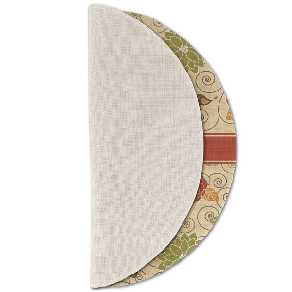 Fall Flowers Round Linen Placemats - HALF FOLDED (single sided)