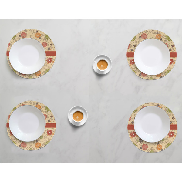 Fall Flowers Round Linen Placemats - LIFESTYLE (set of 4)