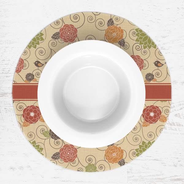 Fall Flowers Round Linen Placemats - LIFESTYLE (single)