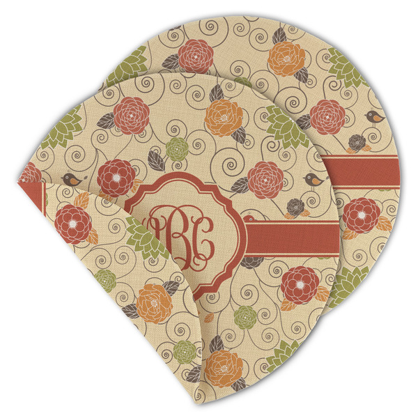 Fall Flowers Round Linen Placemats - MAIN (Double-Sided)