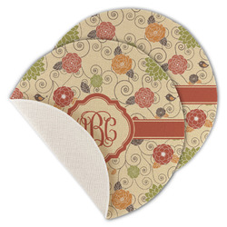 Fall Flowers Round Linen Placemat - Single Sided - Set of 4 (Personalized)