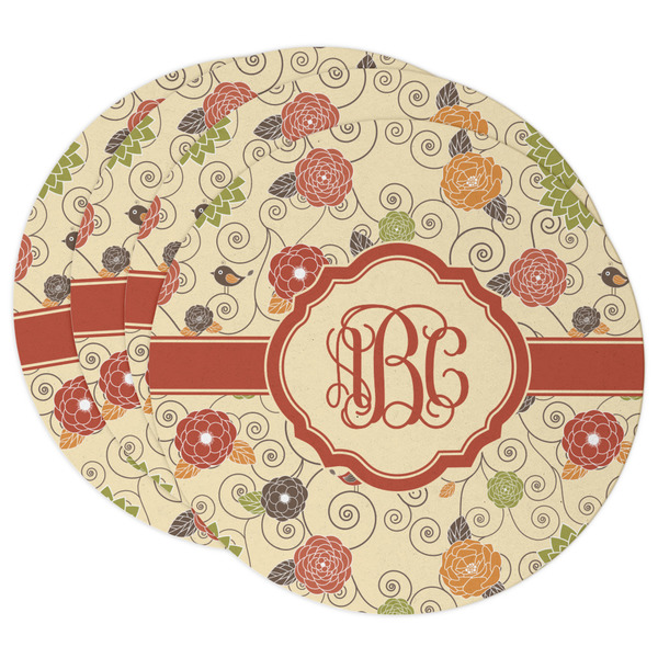 Custom Fall Flowers Round Paper Coasters w/ Monograms