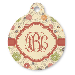 Fall Flowers Round Pet ID Tag - Large (Personalized)