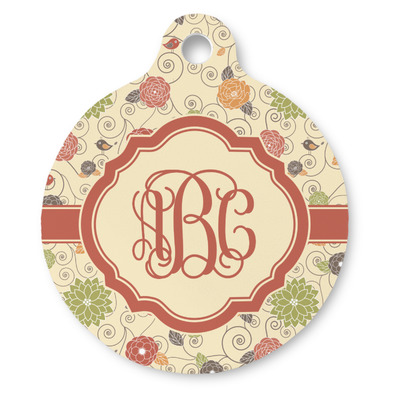 Fall Flowers Round Pet ID Tag (Personalized)