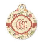 Fall Flowers Round Pet ID Tag - Small (Personalized)