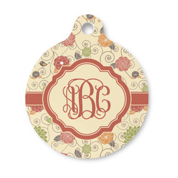 Fall Flowers Round Pet ID Tag - Small (Personalized)
