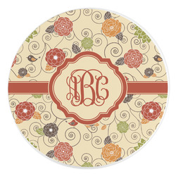 Fall Flowers Round Stone Trivet (Personalized)