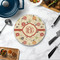 Fall Flowers Round Stone Trivet - In Context View