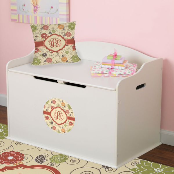 Fall Flowers Round Wall Decal on Toy Chest