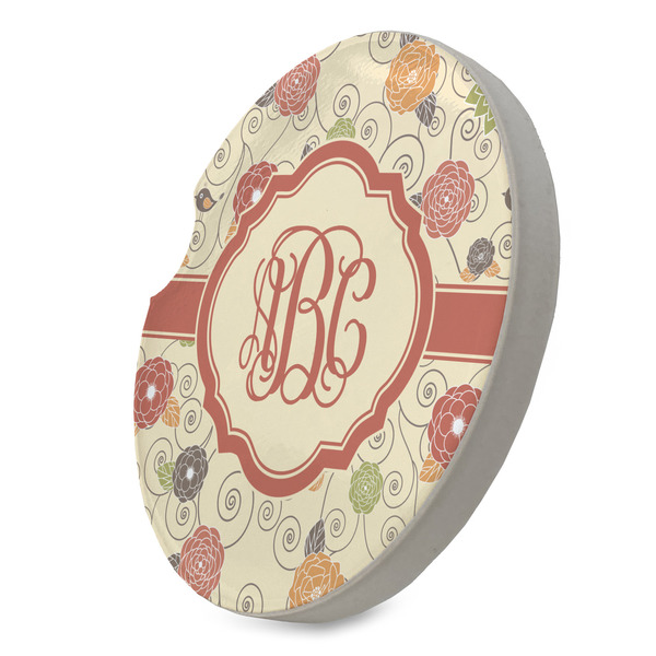 Fall Flowers Sandstone Car Coaster - STANDING ANGLE