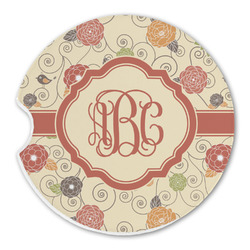 Fall Flowers Sandstone Car Coaster - Single (Personalized)