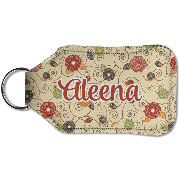 Fall Flowers Sanitizer Holder Keychain - Small (Back)