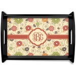 Fall Flowers Black Wooden Tray - Small (Personalized)